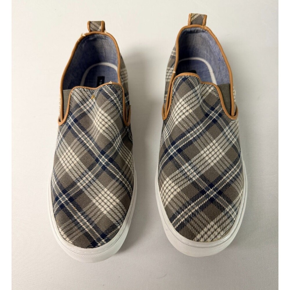 Tommy Hilfiger Women's Slip On Plaid Casual Shoes Size 10 Gray Blue Check